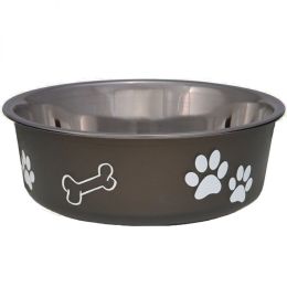 Loving Pets Stainless Steel & Espresso Dish with Rubber Base