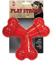 Spot Play Strong Rubber Trident Dog Toy - Red