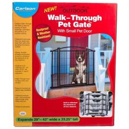Carlson Weatherproof Outdoor Walk-Thru Gate with Pet Door