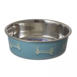 Loving Pets Stainless Steel & Coastal Blue Bella Bowl with Rubber Base