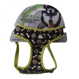 Pet Attire Ribbon Brown Paw & Bones Designer Wrap Adjustable Dog Harness