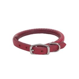 Circle T Oak Tanned Leather Round Dog Collar - Red