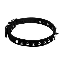 Circle T Leather Spiked Collar - Black